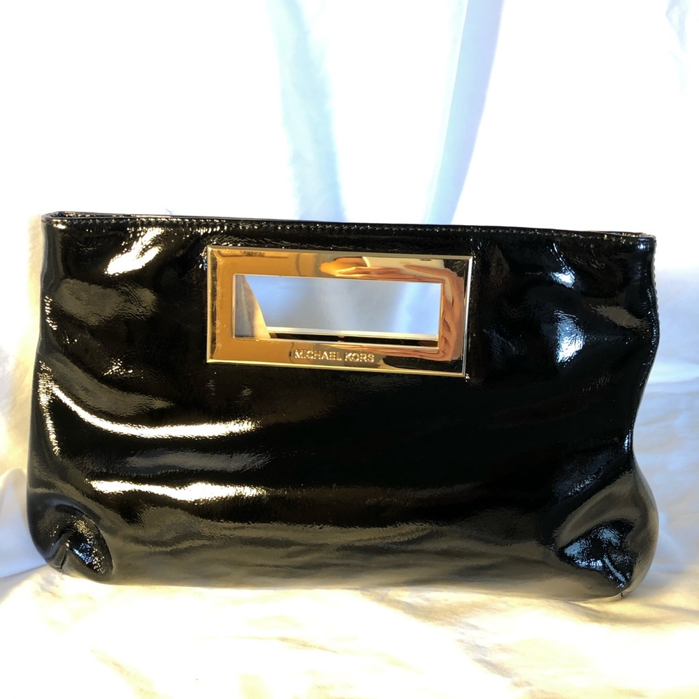 Michael Kors Berkeley Black Patent Clutch